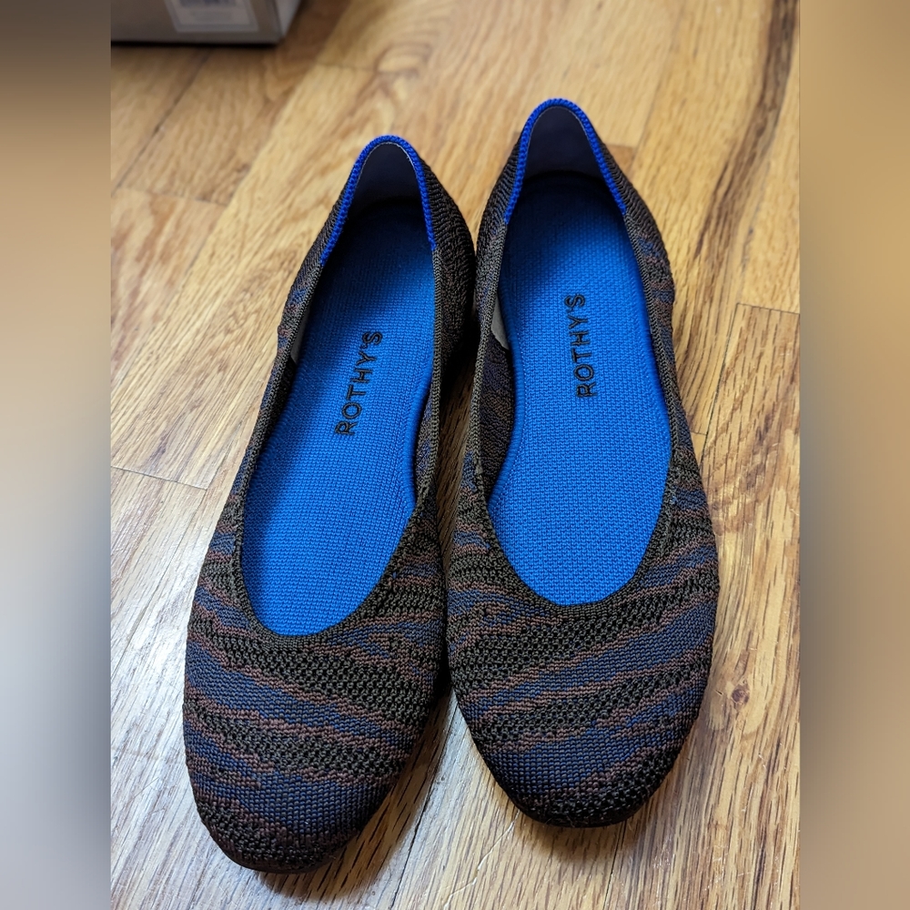 Rothy's Sapphire Zebra Square Flats